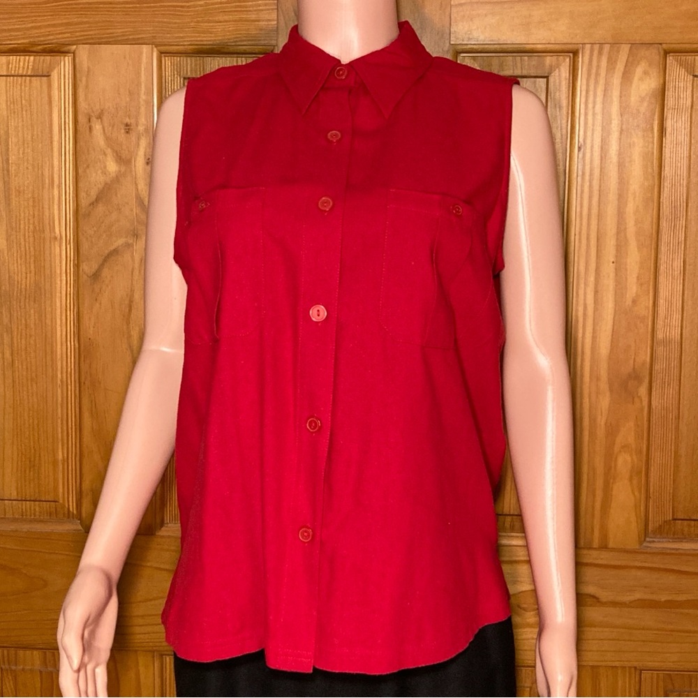 NWOT Bentley Vintage 90s Blouse 100% Silk Sleeveless Top Red Size L Large